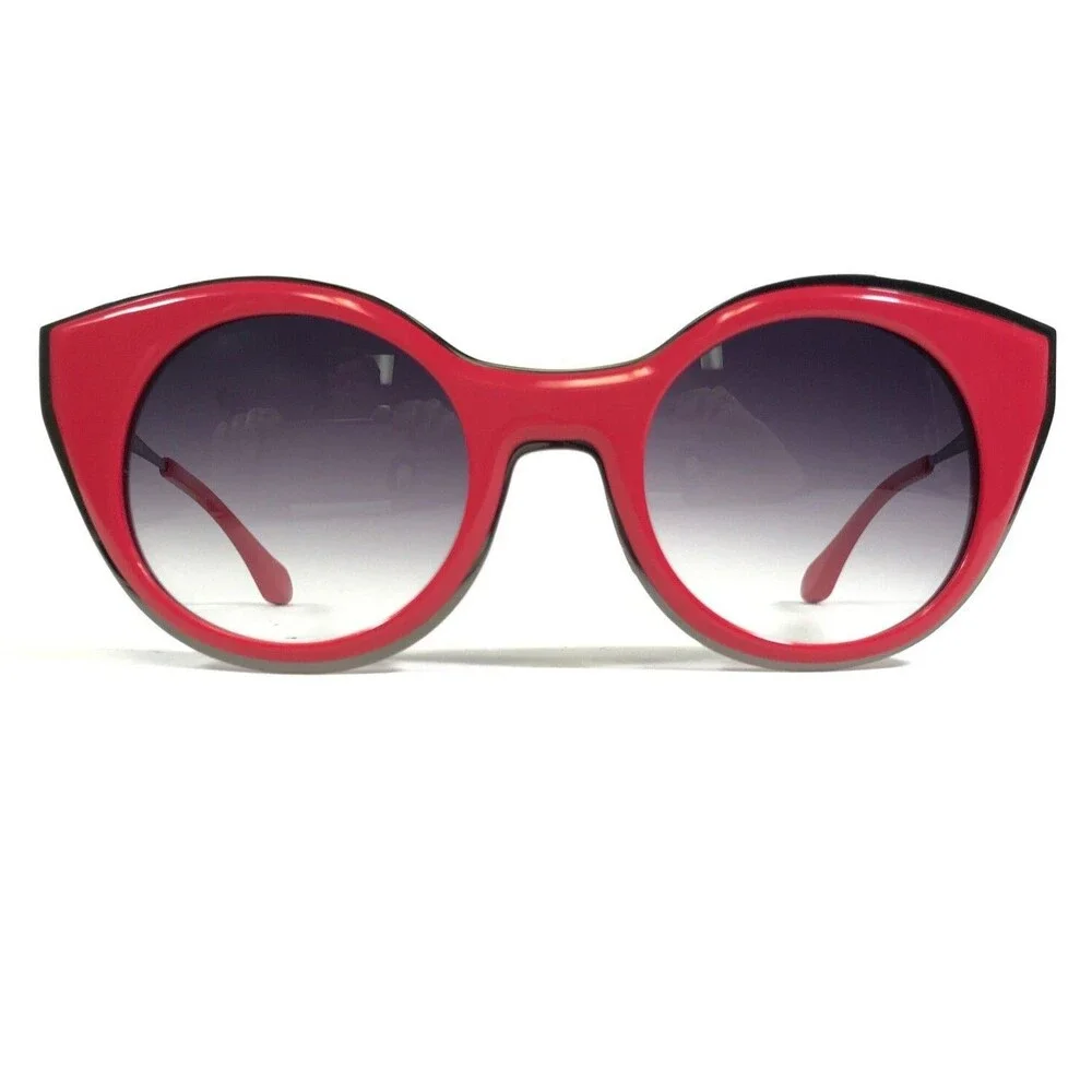 Morgenthal Frederics Sunglasses 258 GISELE Red Silver Cat Eye Frames Purple Lens - Picture 2 of 10